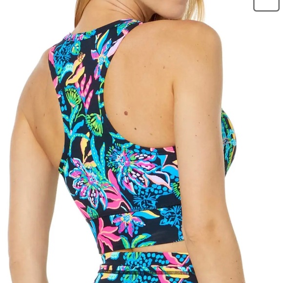 NWT Lilly Pulitzer Somerset Sports Bra Onyx Paradise Glow Engineered LG. - Picture 2 of 9